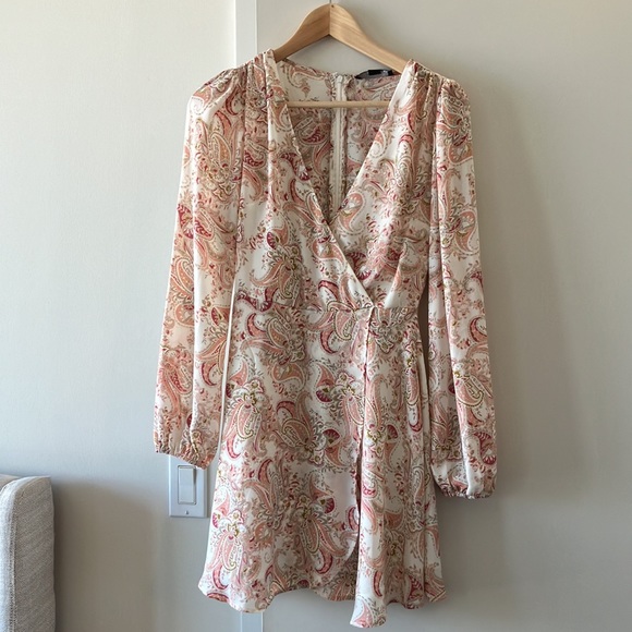 Paisley Print Mock Wrap Dress - Picture 1 of 8